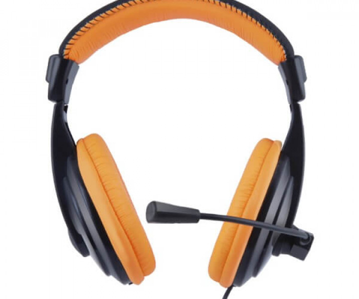 Наушники Gemix W-300 Black/Orange, Mini jack (3.5 мм), накладные, кабель 2 м